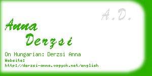 anna derzsi business card